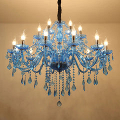 Crystal Pendent Blue Candle Lamp Chandelier