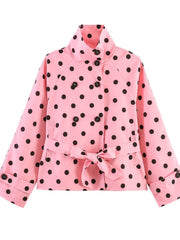 Polka Dot Double Breasted Belted Jacket