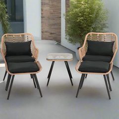 Wicker Rattan Furniture Set with Coffee Side Table Golden Atelier