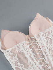White Lace Corset Top and Maxi Skirt Set