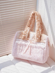 Plush Lace Bow Shoulder Bag