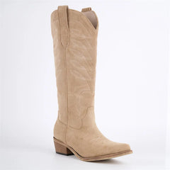 Pointed Toe Embroidery Knee High Cowgirl Boots
