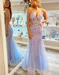 Elegant Prom Dress with Applique Mermaid Evening Dresses