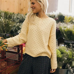 Eyelet Knit Button Placket Top