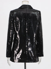 Shimmering blazer styled for autumn and winter events