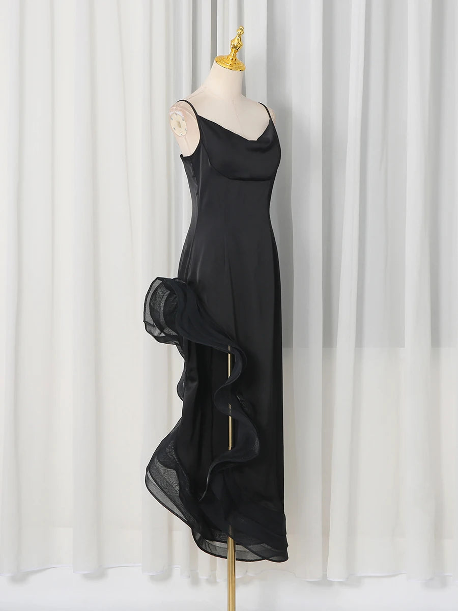 Halter neck maxi dress on mannequin side view