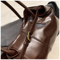 Glossy Faux Leather Top Handle Bag