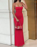 Pure Color Sleeveless Backless Elegant Maxi Dress