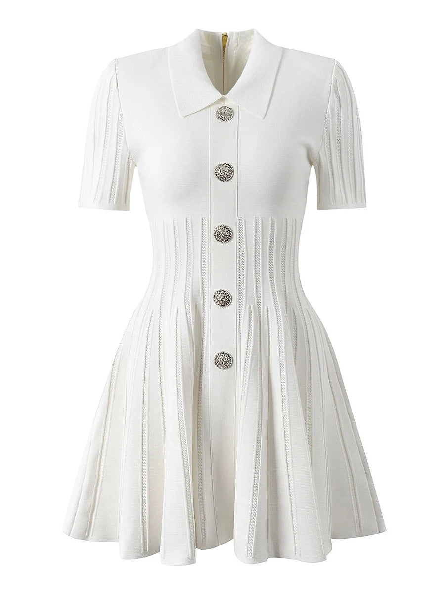 Pleated short dress designed for polished occasions