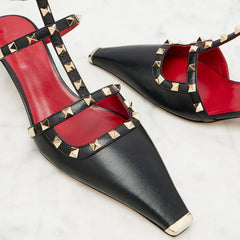 Riveted Square Toe Stiletto Heels