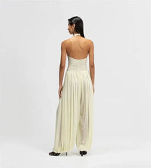 Ruched Halter Top and Palazzo Pants Set