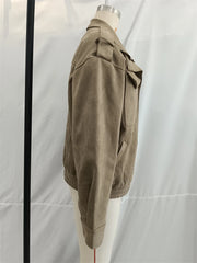Stand Collar Suede Bomber Jacket