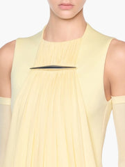 Round Neck Metal Buckle Cut Out Sleeve Drape Maxi Dress