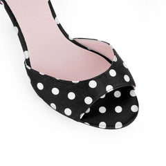 Polka Dot Ribbon Bow Ankle Strap Stiletto