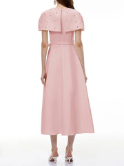 Embellished Cape A-Line Midi Dress