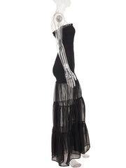 Black Strapless Smocked Maxi Dress