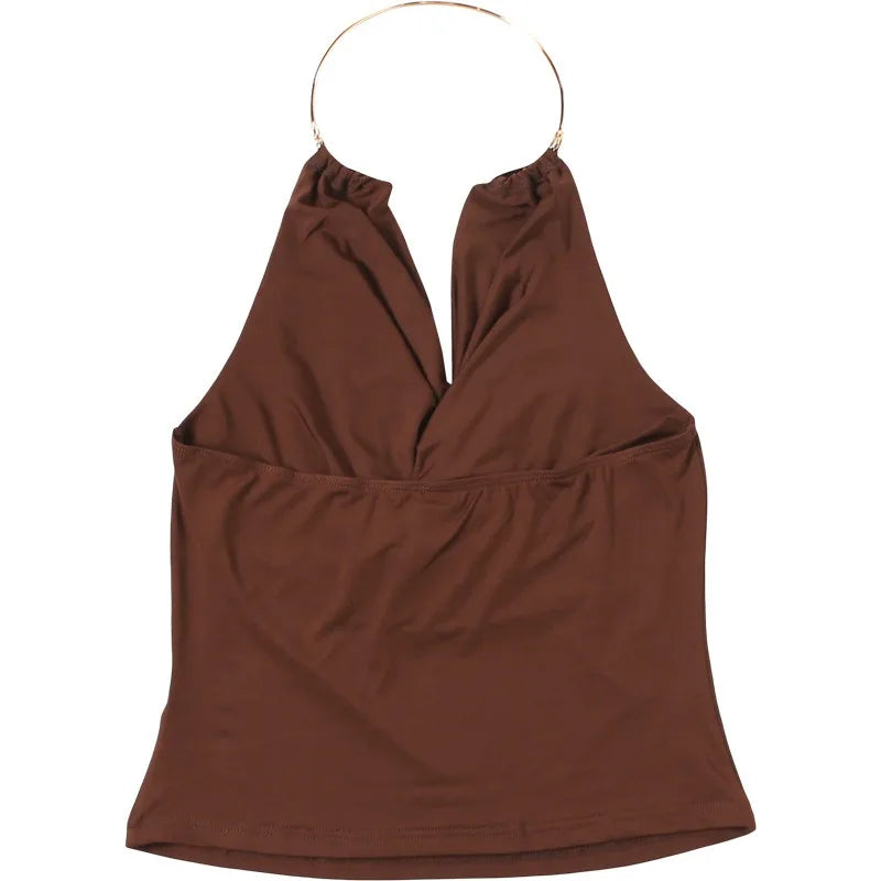 Brown halter top on a white background