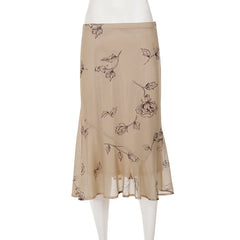 Floral Print Ruffle Hem Skirt