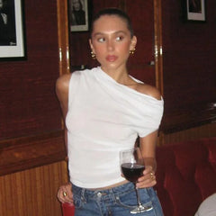 Ruched One Shoulder Solid Top