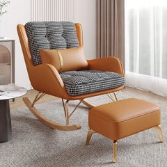 Light Luxury Home Rocking Chair Modern Simple Network Celebrity Lunch Chair Living Room Balcony Bedroom Lazy Sofa Chair Recliner - Golden Atelier