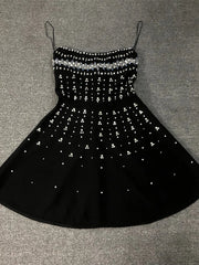 Strapless Crystal-Embellished A-Line Mini Dress