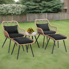 Wicker Rattan Furniture Set with Coffee Side Table Golden Atelier