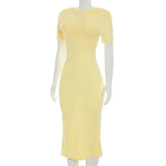 Ruched Cross Neck Short Sleeve Maxi Dress