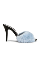 Faux Fur Slide High Heel Mules