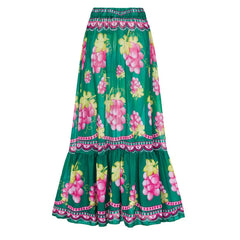 Balloon Sleeve Square Neck Cutout Bodysuit and Print Maxi Skirt Set