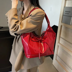 Red PU Leather Shoulder Bags for Women