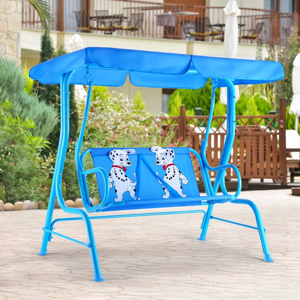 Kids Patio Swing Chair Children Porch Bench Canopy