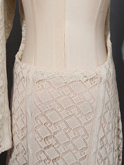 Sheer Knit Draped Scarf Neck Detail Maxi Dress