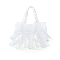 Ruffles Ruched Lace Bucket Shaped Shoulder Bag