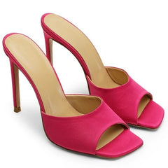 Peep Toe Stiletto Heel Mules