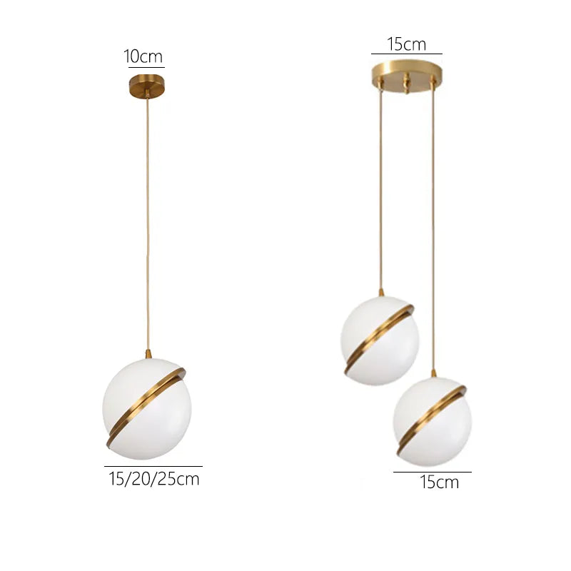 LED Modern White Bubble Ball Pendant Gold Hanging Lamp