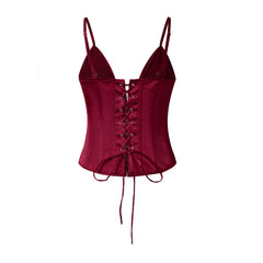 Red corset on a white background