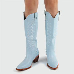 Heart Embroidery Pointed Toe Western Boots