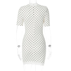 Mock Neck Lace Hollow Out Trim Mini Dress