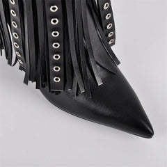 Mid Calf Fringe Stiletto Boots
