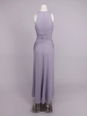 Purple Sleeveless Folds Draped Halter Neck Maxi Dress