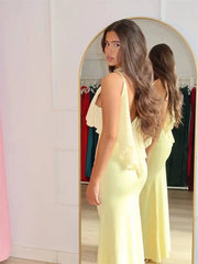 V-Neck Ruffle Overlay Column Maxi Dress
