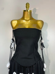 Strapless Tassel Trim Bodycon Mini Dress
