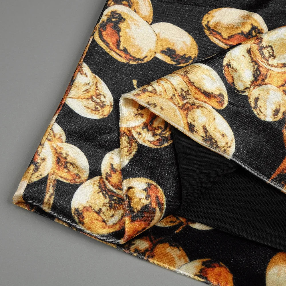 Folded fabric with bread pattern on a gray background