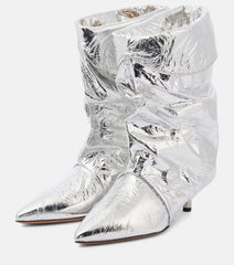 Pointed Toe Wrinkled Ankle Boots