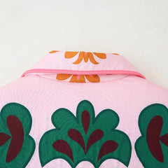 Floral Print Quilted Jacket Coat