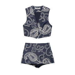 Paisley Print Vest and Skirt Set