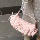Elegant PU Leather Handbag Chains Armpit Bag