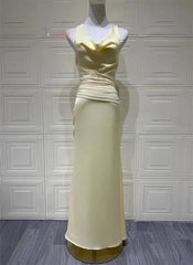 Ruched Cowl Neck Sleeveless Maxi Dress