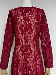 Long Sleeve Lace Embellished Maxi Dress