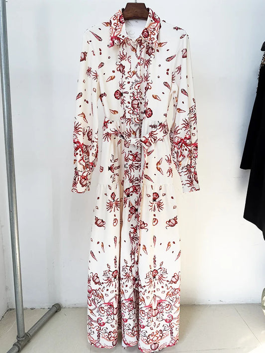 Maxi dress with sea world print on hanger